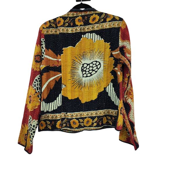 Camilla Costello Kantha Quilted Floral Bohemian Jacket Size Large - Picture 4 of 4